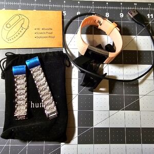 FitBit charge 2 pink M with extras Silvertone band and screen protectors